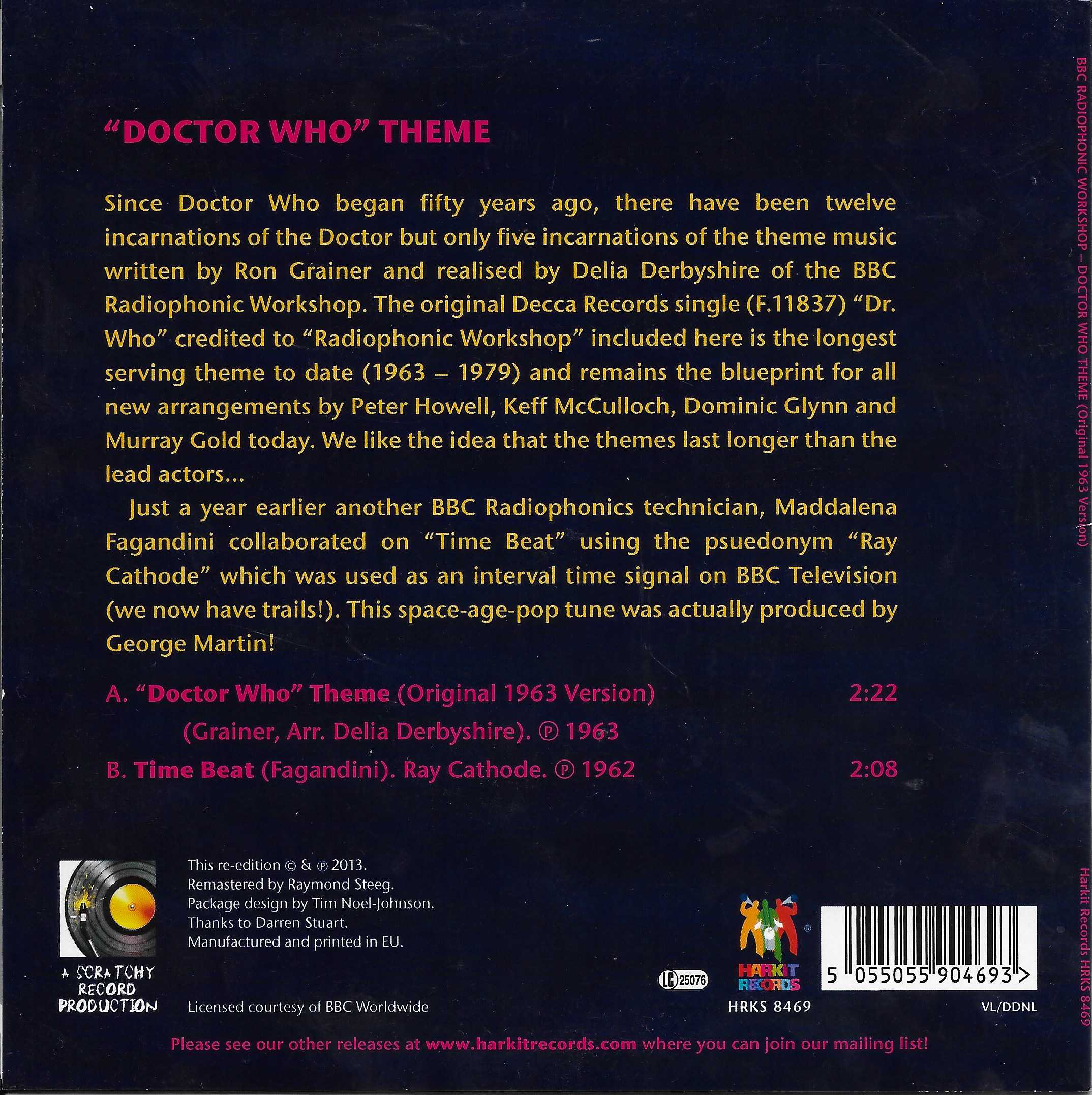 Picture of HRKS 8469 Doctor Who - 50th anniversary edition by artist Ron Grainer / Arr. Delia Derbyshire / Fagandini from the BBC records and Tapes library